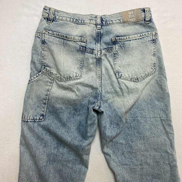 We The Free Jeans Womens 30 Blue Wide Leg High Rise Denim Distressed - Picture 10 of 11